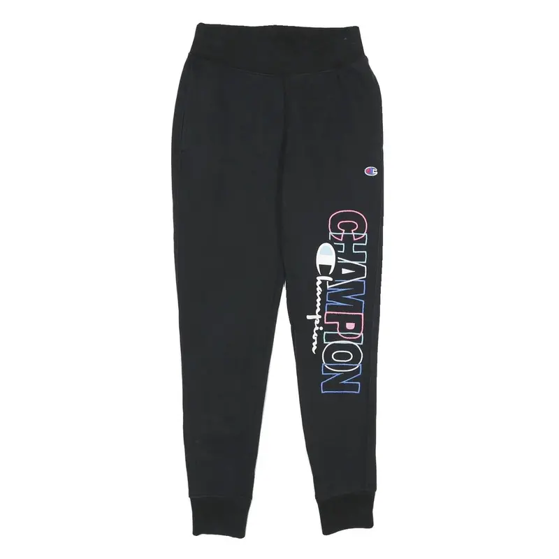 Champion Reverse Weave Mens Joggers Black Slim Tapered S W26 L30 Champion Logo 1