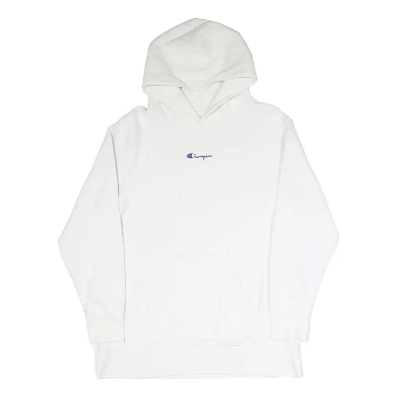 Champion Reverse Weave Mens White Hoodie S Cotton Blend Classic Pullover 1