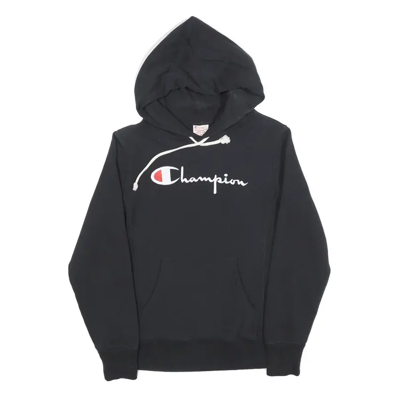 Champion Reverse Weave Womens Black Hoodie M Classic Pullover Cotton Blend 1