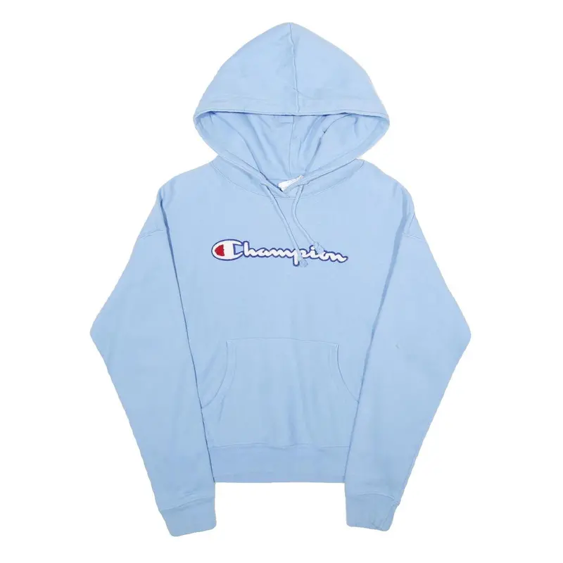 Champion Reverse Weave Womens Blue Hoodie M Embroidered Logo Cotton Blend 1