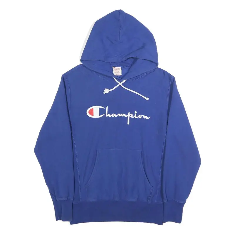 Champion Reverse Weave Womens Blue Pullover Hoodie L Cotton Blend Casual 1