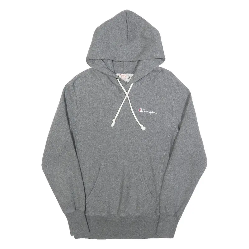 Champion Reverse Weave Womens Grey Hoodie S Cotton Blend Pullover Drawstring 1
