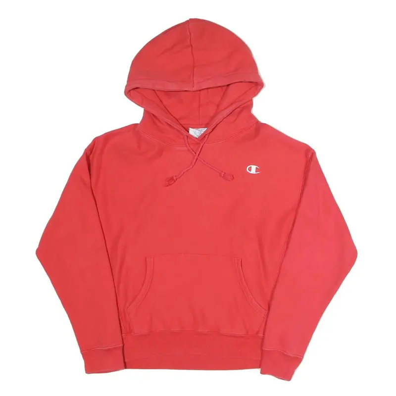 Champion Reverse Weave Womens Red Hoodie L Classic Cotton Blend Pullover 1