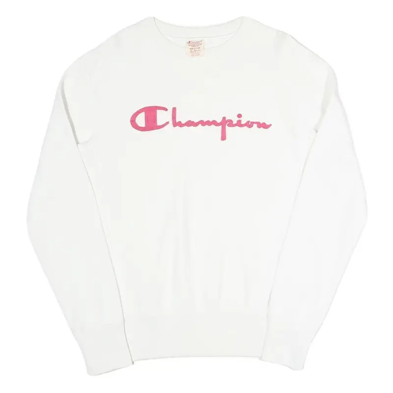 Champion Reverse Weave Womens White Crew Neck M Cotton Blend Sweatshirt 1