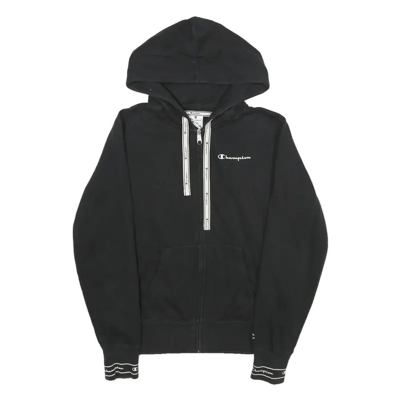Champion Womens Black Full Zip Hoodie L Cotton Blend Casual Sportswear 1