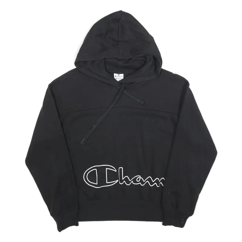 Champion Womens Black Hoodie M Cotton Blend Pullover Hooded Sweatshirt 1
