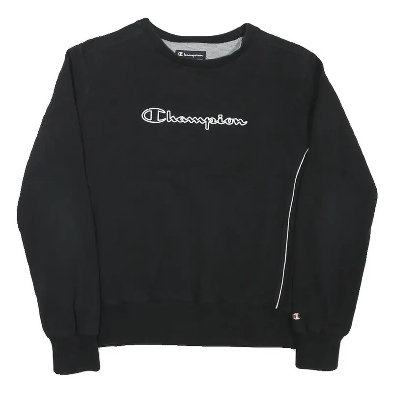 Champion Womens Black Sweatshirt Crew Neck S Cotton Blend Casual Pullover 1