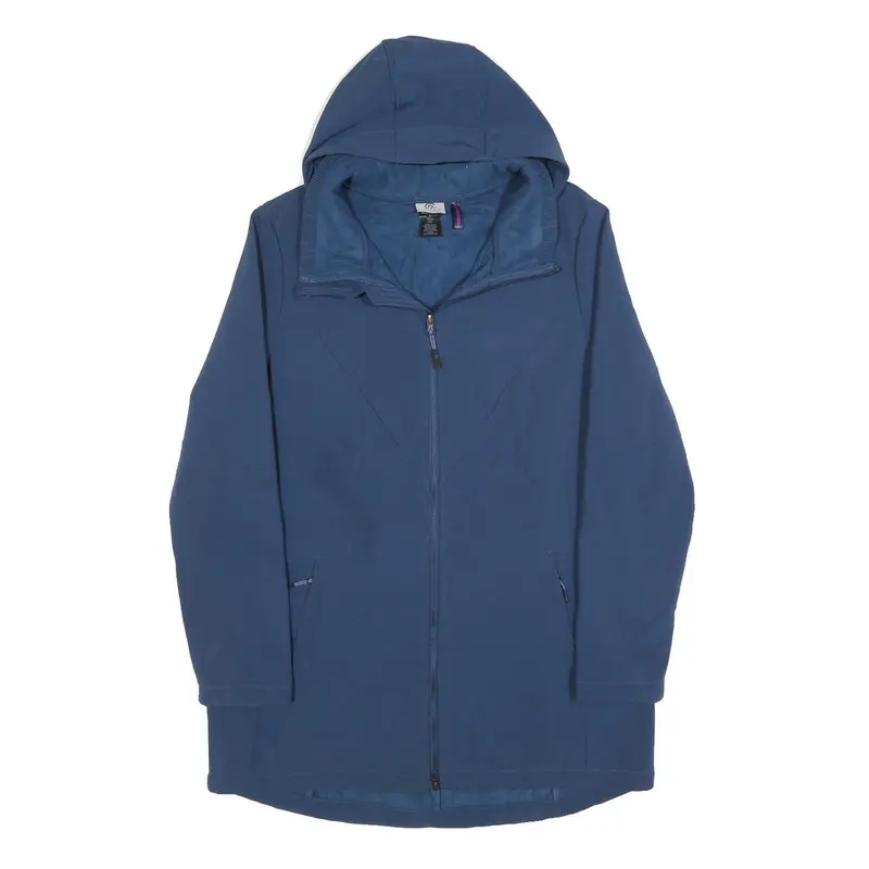 Champion Womens Blue Jacket L Polyester Zip Hooded Plain Casual Light Outerwear 1