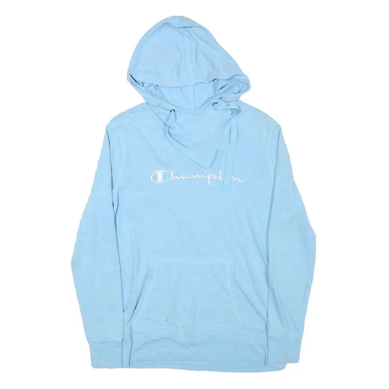 Champion Womens Blue Pullover Hoodie S Long Sleeve Drawstring Band Collar Casual 1