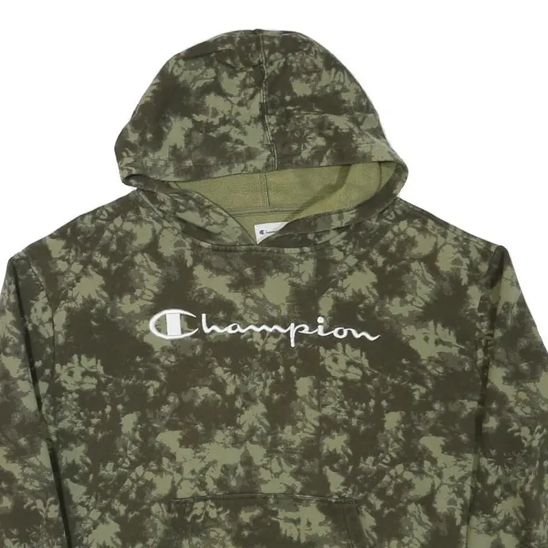 Champion Womens Green Tie Dye Hoodie L Cotton Blend Casual Pullover 2