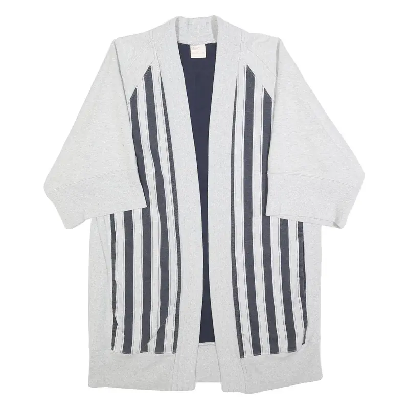 Champion Womens Grey & Black Striped Open Front Cotton Blend Jacket M Relaxed 1