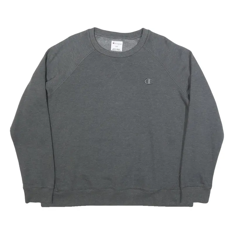 Champion Womens Grey Cotton Blend Crew Neck Sweatshirt L Casual Pullover 1