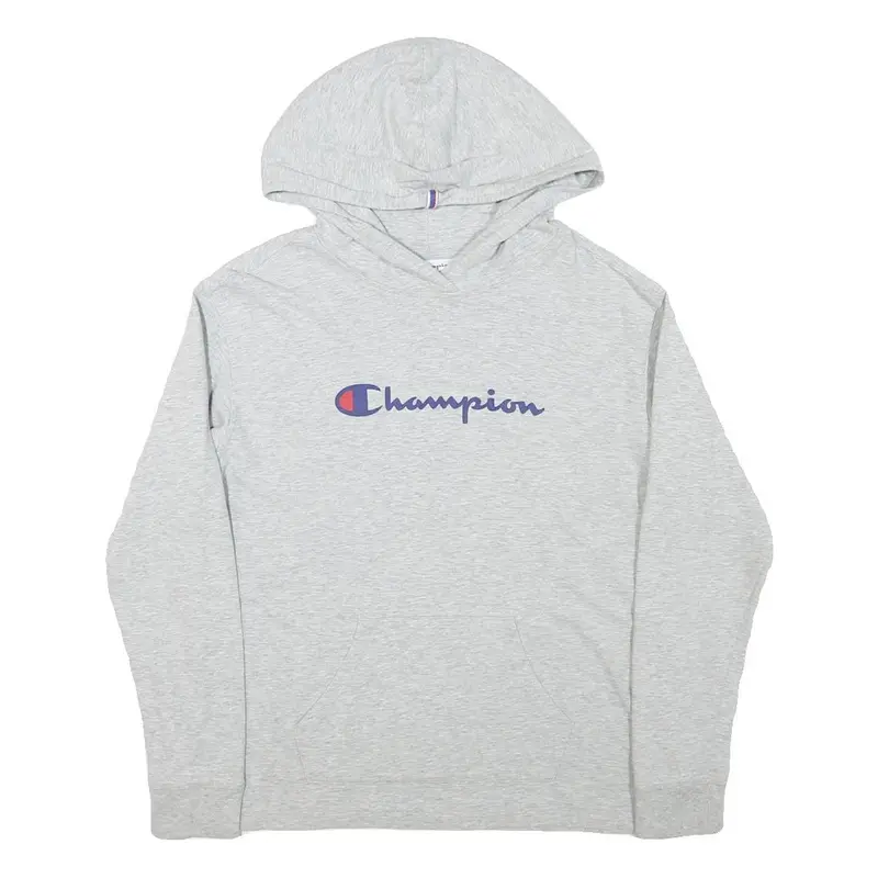 Champion Womens Grey Pullover Hoodie S Cotton Blend Logo Sweatshirt 1