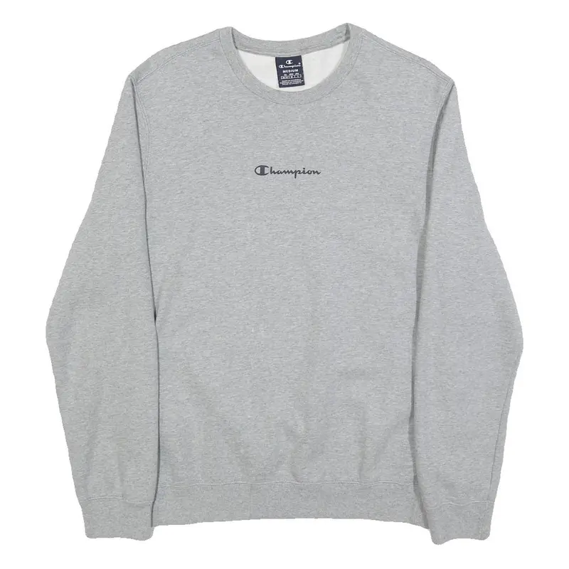 Champion Womens Grey Sweatshirt Crew Neck M Cotton Blend Logo Pullover 1