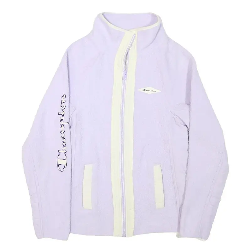 Champion Womens Lilac Cream Zip Jacket S Polyester Blend Fleece Stylish 1