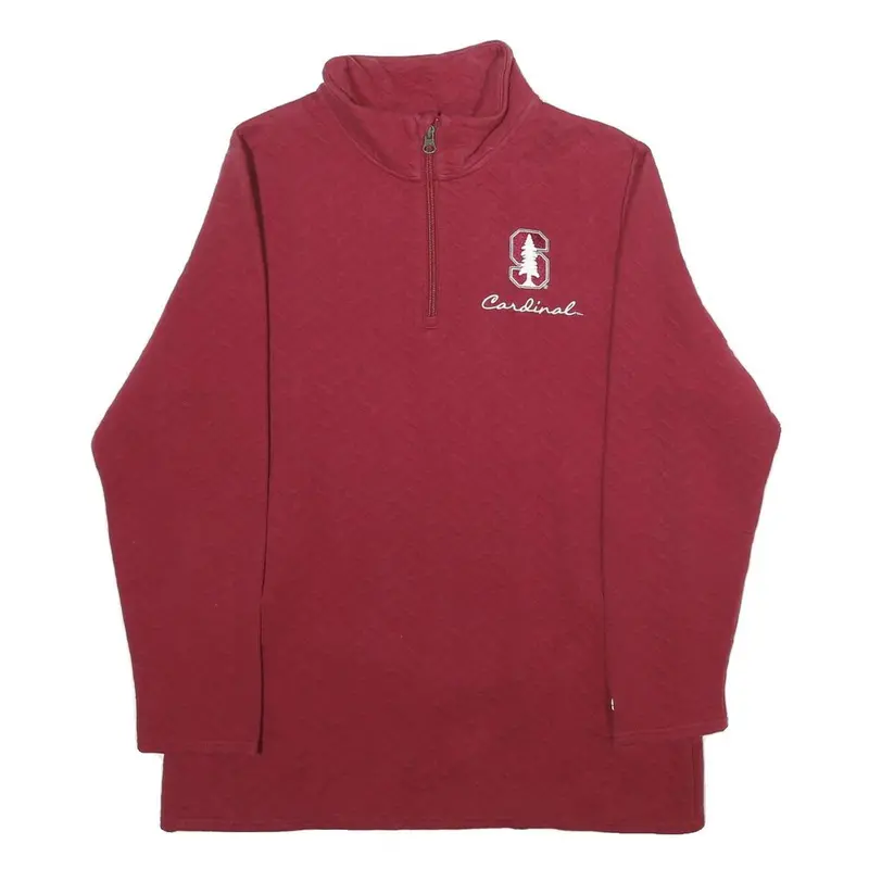 Champion Womens Maroon Quarter Zip Sweatshirt M Stanford Cardinal Embroidered 1