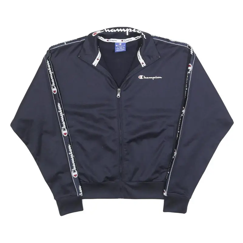 Champion Womens Navy Blue Track Jacket Xs Polyester Zip Plain Sporty Casual 1