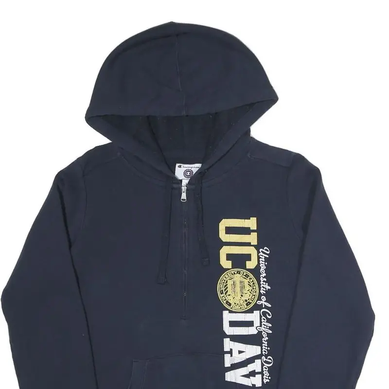 Champion Womens Navy Blue University Of California Davis Half Zip Hoodie S 2