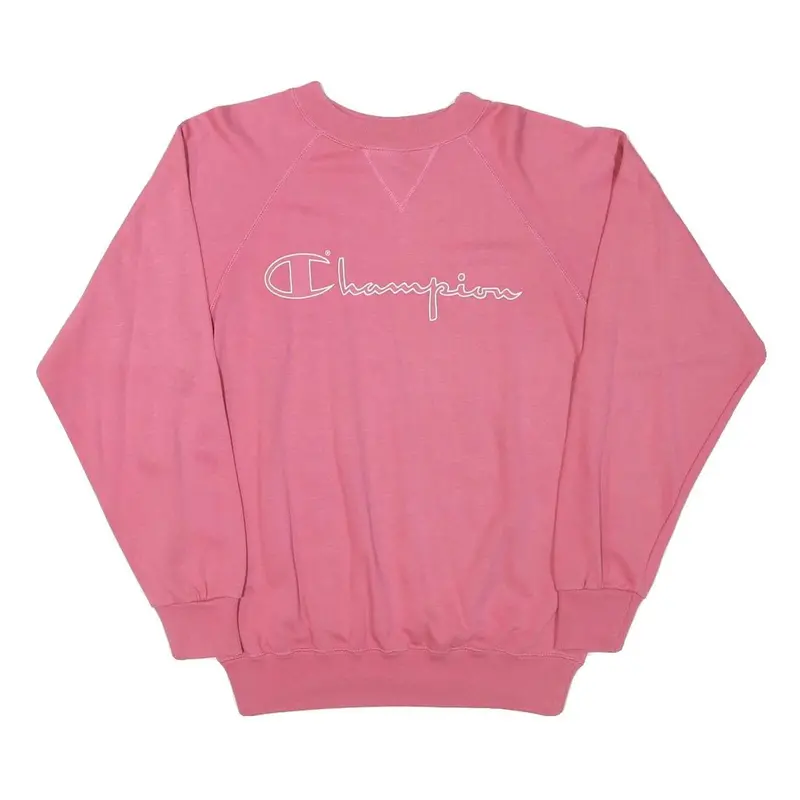 Champion Womens Pink Cotton Blend Crew Neck S Sweatshirt Logo Script 1