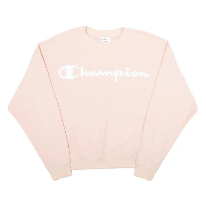Champion Womens Pink Crew Neck M Sweatshirt Long Sleeve Logo Pullover 1