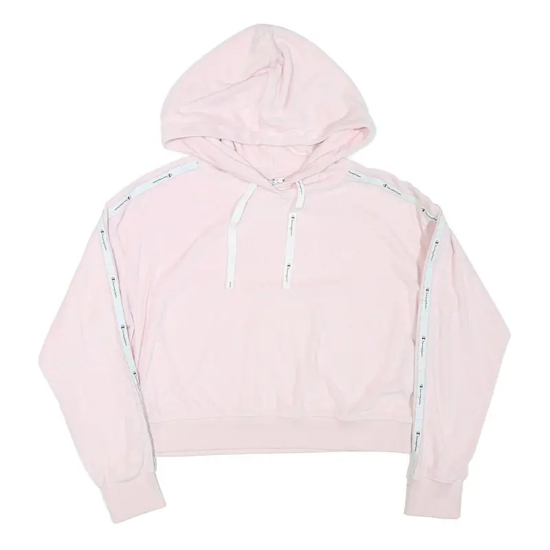 Champion Womens Pink Hoodie M Polyester Blend Logo Tape Casual Top 1