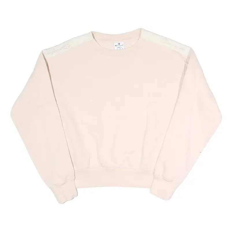 Champion Womens Pink Pullover Crew Neck S Cotton Blend Jersey Sweatshirt Casual 1