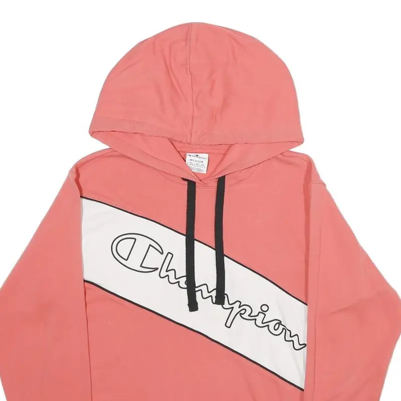 Champion Womens Pink & White Colourblock Hoodie M Cotton Blend Casual Wear 2