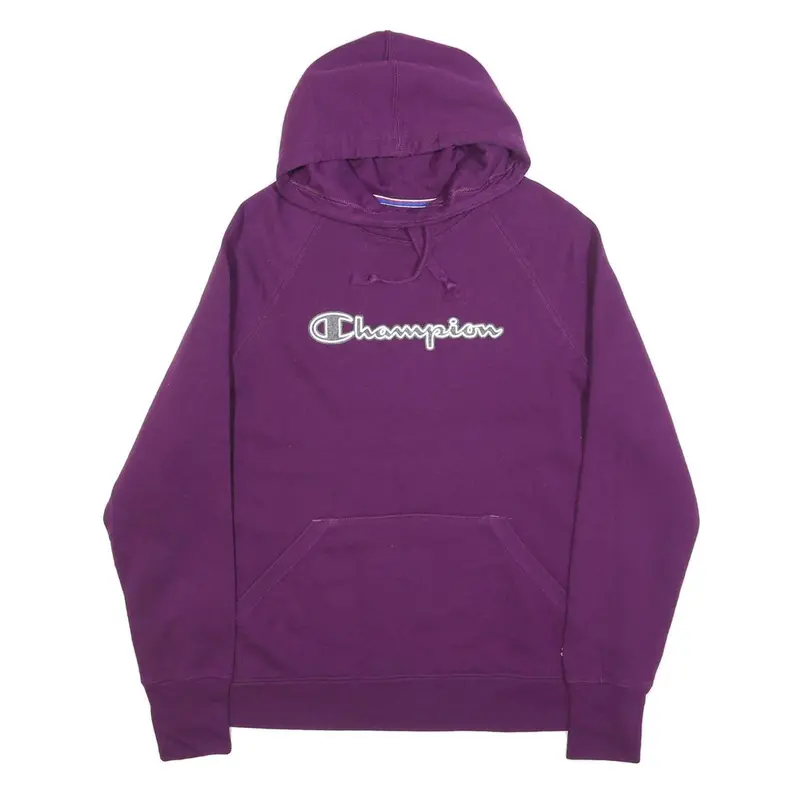 Champion Womens Purple Hoodie L Cotton Pullover Sweatshirt Casual 1