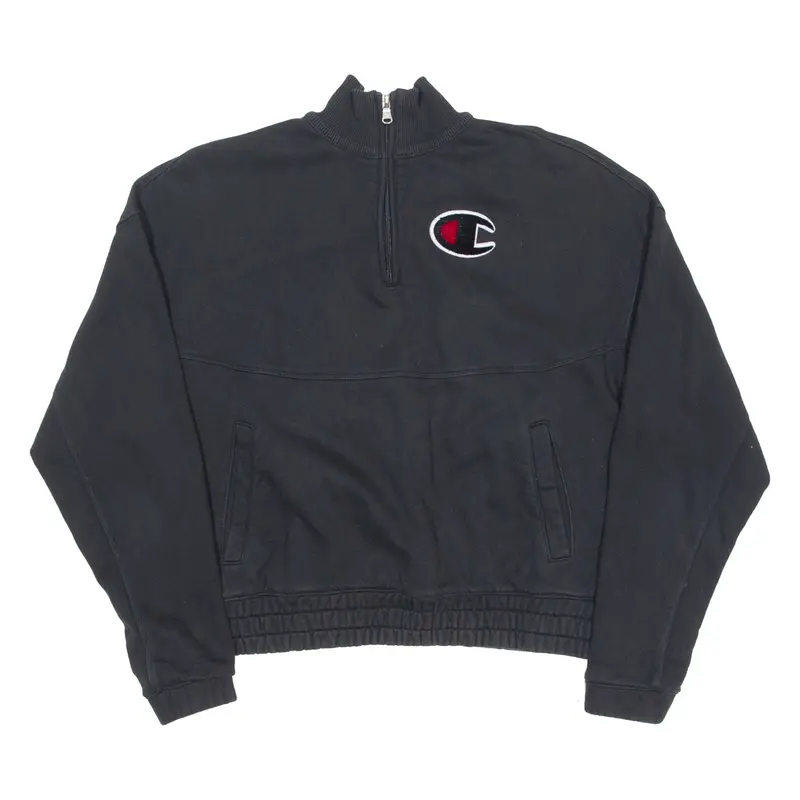 Champion Womens Sweatshirt Black 1/4 Zip S 1