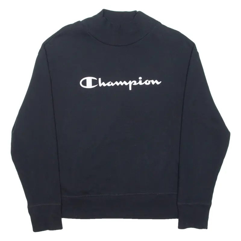 Champion Womens Sweatshirt Black High Neck L 1