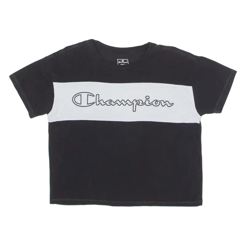 Champion Womens T-Shirt Black Crew Neck S 1