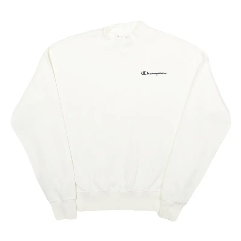 Champion Womens White Cotton Blend Crew Neck Sweatshirt Xs Classic Logo Pullover 1
