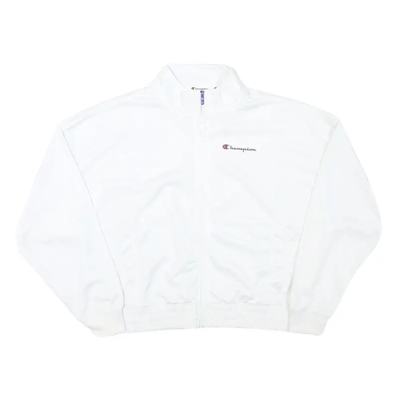Champion Womens White Polyester Blend Zip Jacket L Track Athletic Casual 1