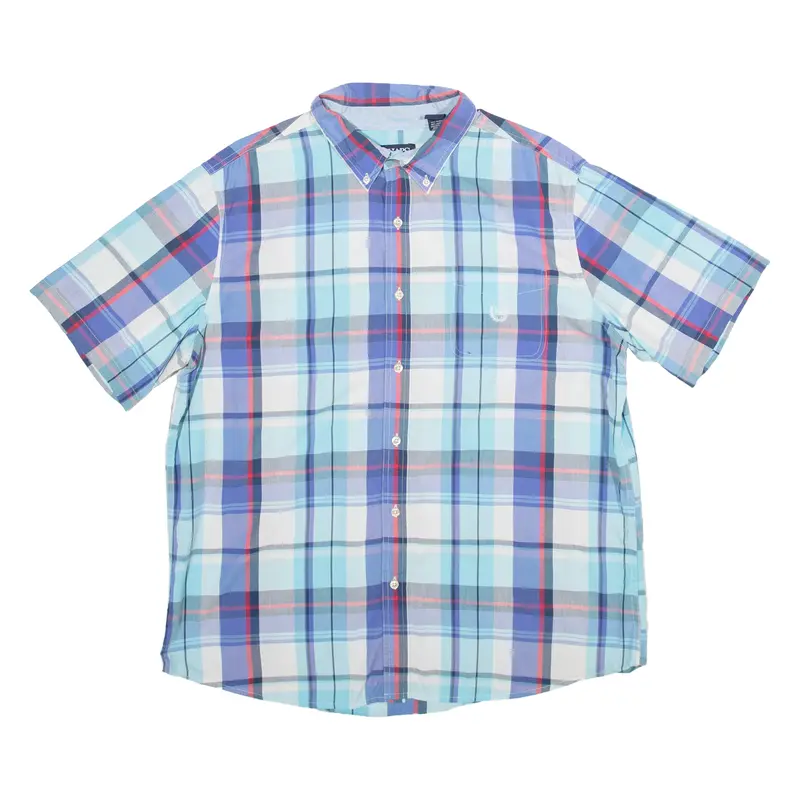 Chaps Easy Care Mens Shirt Blue Check Xl 1