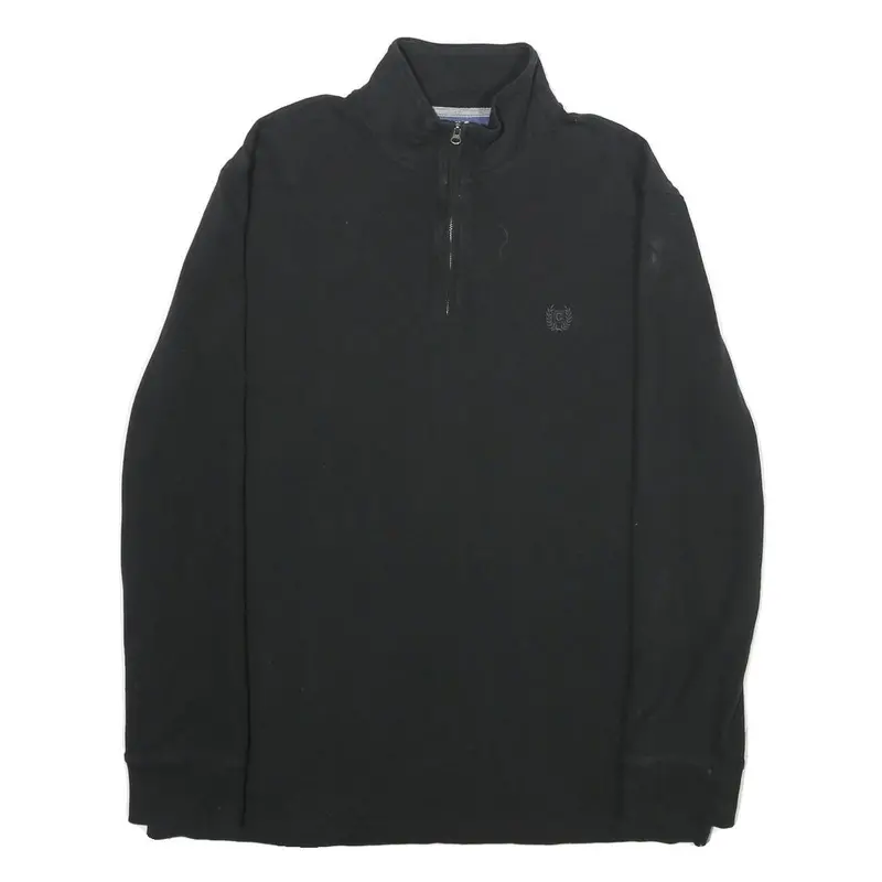 Chaps Mens Black 1/4 Zip Sweatshirt M Cotton Blend Casual Pullover 1