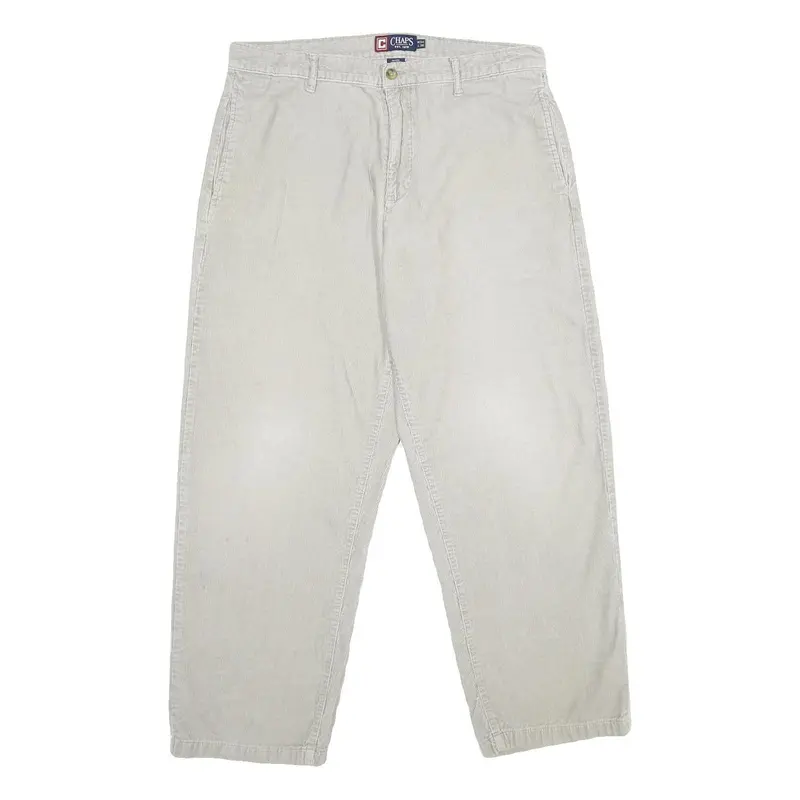 Chaps Mens Cotton Beige Classic Straight Trousers W34 L30 Casual Zip Closure 1