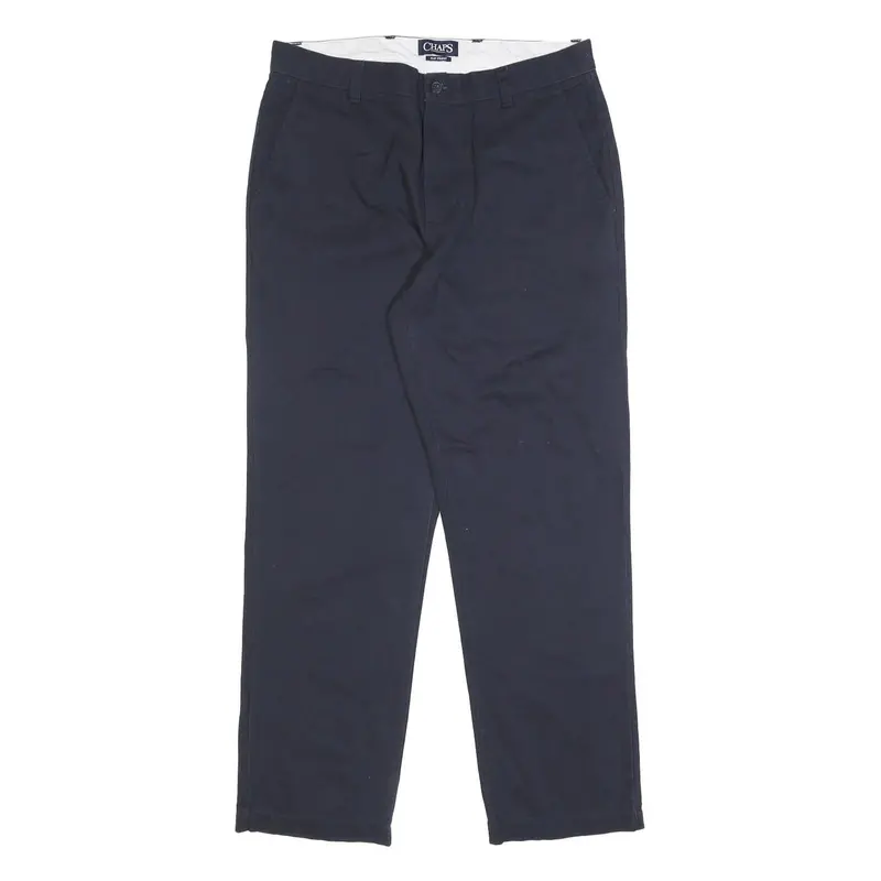 Chaps Mens Cotton Navy Slim Straight Trousers W32 L30 Classic Zip Closure 1
