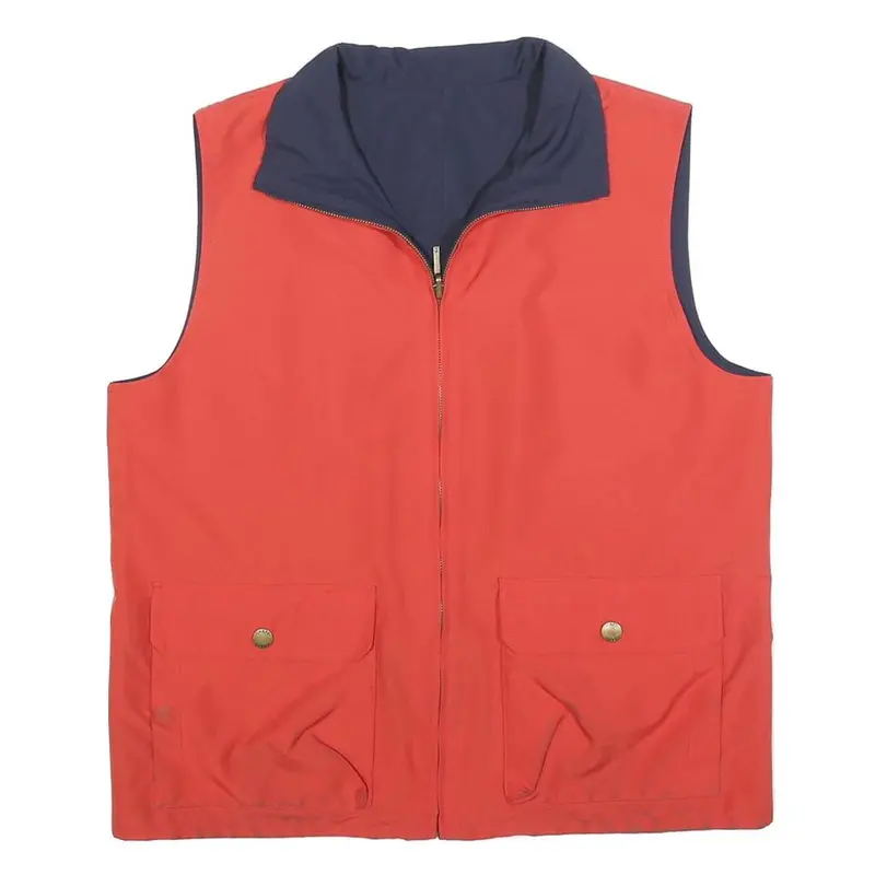 Chaps Mens Red & Navy Waistcoat Outdoor Zip Sleeveless Regular Fit Polyester 1