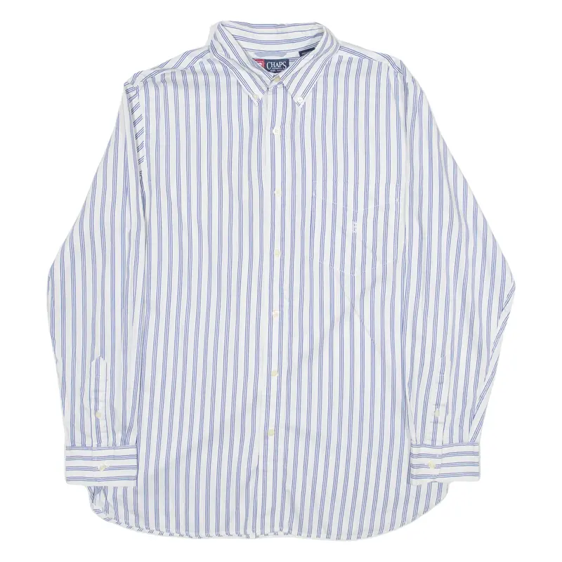 Chaps Mens Shirt Blue 90S Striped Long Sleeve M 1
