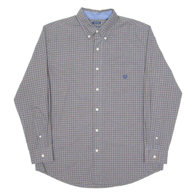 Chaps Mens Shirt Brown Check Long Sleeve L 1