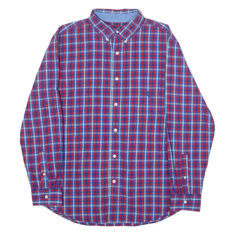 Chaps Mens Shirt Red Check Long Sleeve L 1