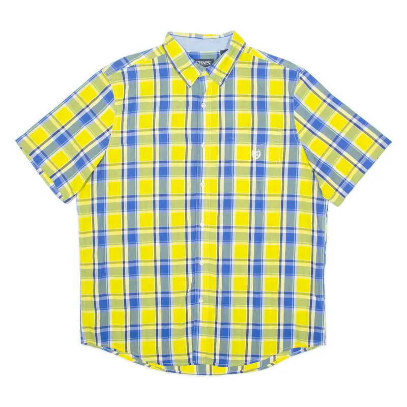 Chaps Mens Shirt Yellow Check Xl 1