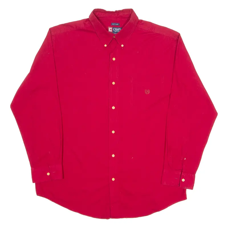 Chaps Ralph Lauren Easy Care Mens Plain Shirt Red Long Sleeve Xl 1