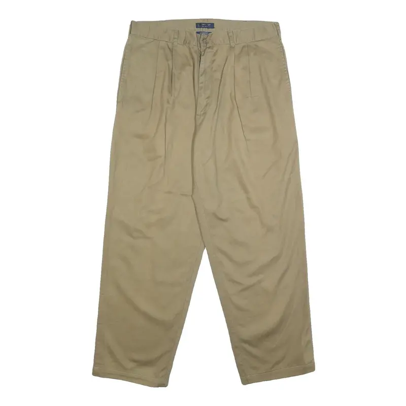 Chaps Ralph Lauren Mens Cotton Beige Relaxed Straight Trousers W36 L30 Classic 1