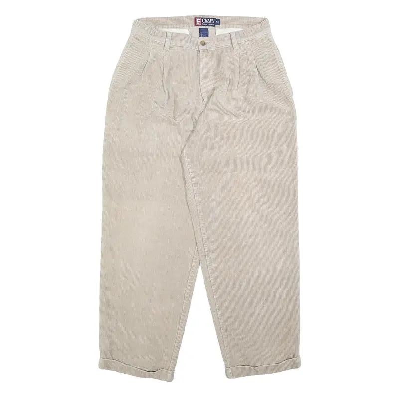 Chaps Ralph Lauren Mens Cotton Beige Relaxed Tapered Trousers W30 L30 Casual 1