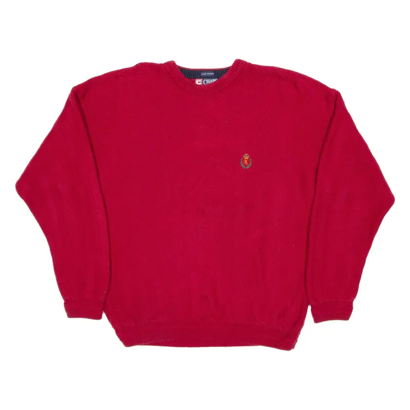 Chaps Ralph Lauren Mens Patterned Jumper Red Herringbone Chunky Knit L 1