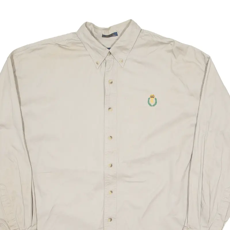 Chaps Ralph Lauren Mens Plain Shirt Beige Long Sleeve Xl 2