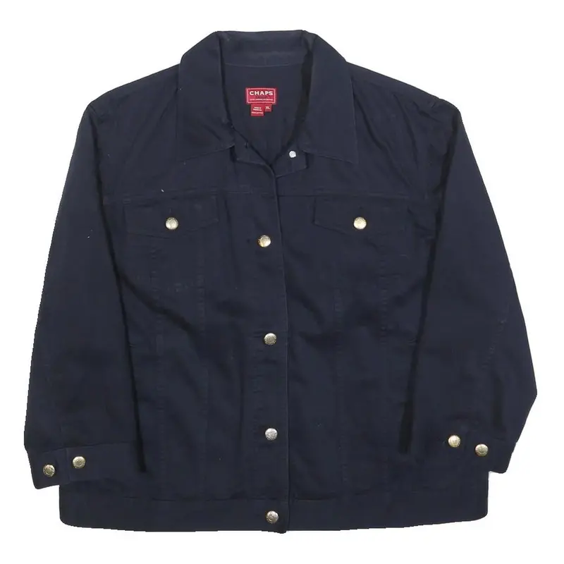 Chaps Womens Navy Blue Jacket Xl Cotton Classic Button Denim Label 1
