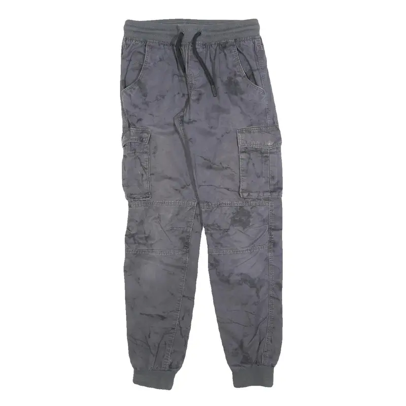 Chapter Boys Cotton Blend Grey Slim Drawstring Cargo Trousers W26 L30 Casual 1