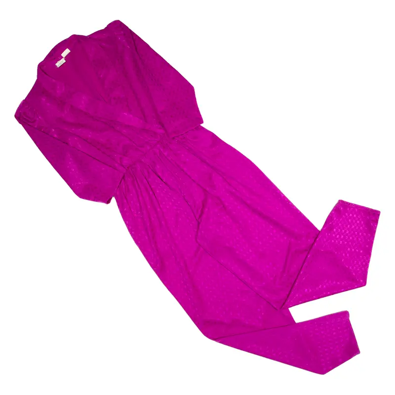 Charles Vogele Puff Sleeve Womens Jumpsuit Purple Check 90S Tapered S 1